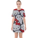 Hello Kitty, Pattern, Red Sixties Short Sleeve Mini Dress