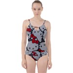 Hello Kitty, Pattern, Red Cut Out Top Tankini Set