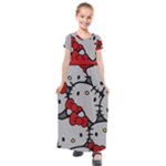 Hello Kitty, Pattern, Red Kids  Short Sleeve Maxi Dress