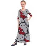 Hello Kitty, Pattern, Red Kids  Quarter Sleeve Maxi Dress