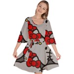 Hello Kitty, Pattern, Red Velour Kimono Dress