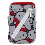 Hello Kitty, Pattern, Red Belt Pouch Bag (Small)