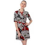 Hello Kitty, Pattern, Red Belted Shirt Dress