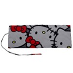 Hello Kitty, Pattern, Red Roll Up Canvas Pencil Holder (S)