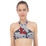 Hello Kitty, Pattern, Red High Neck Bikini Top