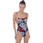 Hello Kitty, Pattern, Red Tie Strap One Piece Swimsuit
