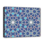 Islamic Ornament Texture, Texture With Stars, Blue Ornament Texture Canvas 14  x 11  (Stretched)