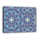 Islamic Ornament Texture, Texture With Stars, Blue Ornament Texture Canvas 16  x 12  (Stretched)