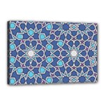 Islamic Ornament Texture, Texture With Stars, Blue Ornament Texture Canvas 18  x 12  (Stretched)
