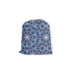 Islamic Ornament Texture, Texture With Stars, Blue Ornament Texture Drawstring Pouch (Small)