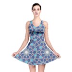 Islamic Ornament Texture, Texture With Stars, Blue Ornament Texture Reversible Skater Dress