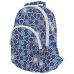 Islamic Ornament Texture, Texture With Stars, Blue Ornament Texture Rounded Multi Pocket Backpack