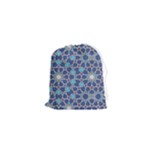 Islamic Ornament Texture, Texture With Stars, Blue Ornament Texture Drawstring Pouch (XS)