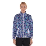 Islamic Ornament Texture, Texture With Stars, Blue Ornament Texture Women s Bomber Jacket