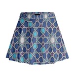 Islamic Ornament Texture, Texture With Stars, Blue Ornament Texture Mini Flare Skirt