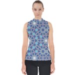Islamic Ornament Texture, Texture With Stars, Blue Ornament Texture Mock Neck Shell Top
