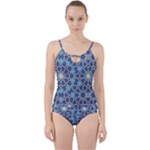 Islamic Ornament Texture, Texture With Stars, Blue Ornament Texture Cut Out Top Tankini Set