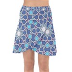 Islamic Ornament Texture, Texture With Stars, Blue Ornament Texture Wrap Front Skirt