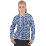 Islamic Ornament Texture, Texture With Stars, Blue Ornament Texture Women s Overhead Hoodie