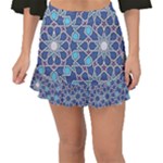 Islamic Ornament Texture, Texture With Stars, Blue Ornament Texture Fishtail Mini Chiffon Skirt