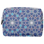 Islamic Ornament Texture, Texture With Stars, Blue Ornament Texture Make Up Pouch (Medium)