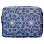 Islamic Ornament Texture, Texture With Stars, Blue Ornament Texture Make Up Pouch (Large)