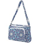 Islamic Ornament Texture, Texture With Stars, Blue Ornament Texture Front Pocket Crossbody Bag