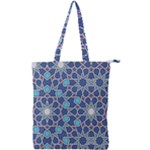 Islamic Ornament Texture, Texture With Stars, Blue Ornament Texture Double Zip Up Tote Bag