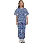 Islamic Ornament Texture, Texture With Stars, Blue Ornament Texture Kids  T-Shirt and Pants Sports Set