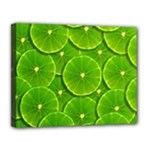 Lime Textures Macro, Tropical Fruits, Citrus Fruits, Green Lemon Texture Canvas 14  x 11  (Stretched)