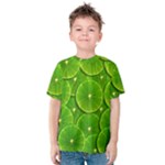 Lime Textures Macro, Tropical Fruits, Citrus Fruits, Green Lemon Texture Kids  Cotton T-Shirt