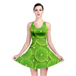 Lime Textures Macro, Tropical Fruits, Citrus Fruits, Green Lemon Texture Reversible Skater Dress
