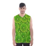 Lime Textures Macro, Tropical Fruits, Citrus Fruits, Green Lemon Texture Men s Basketball Tank Top