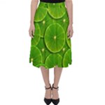 Lime Textures Macro, Tropical Fruits, Citrus Fruits, Green Lemon Texture Classic Midi Skirt
