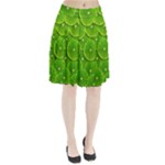 Lime Textures Macro, Tropical Fruits, Citrus Fruits, Green Lemon Texture Pleated Skirt