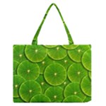Lime Textures Macro, Tropical Fruits, Citrus Fruits, Green Lemon Texture Zipper Medium Tote Bag