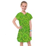 Lime Textures Macro, Tropical Fruits, Citrus Fruits, Green Lemon Texture Kids  Drop Waist Dress