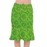 Lime Textures Macro, Tropical Fruits, Citrus Fruits, Green Lemon Texture Short Mermaid Skirt