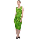 Lime Textures Macro, Tropical Fruits, Citrus Fruits, Green Lemon Texture Sleeveless Pencil Dress
