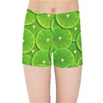 Lime Textures Macro, Tropical Fruits, Citrus Fruits, Green Lemon Texture Kids  Sports Shorts