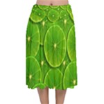Lime Textures Macro, Tropical Fruits, Citrus Fruits, Green Lemon Texture Velvet Flared Midi Skirt