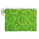 Lime Textures Macro, Tropical Fruits, Citrus Fruits, Green Lemon Texture Canvas Cosmetic Bag (XL)