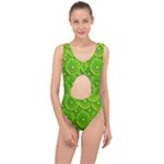 Lime Textures Macro, Tropical Fruits, Citrus Fruits, Green Lemon Texture Center Cut Out Swimsuit