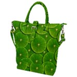 Lime Textures Macro, Tropical Fruits, Citrus Fruits, Green Lemon Texture Buckle Top Tote Bag
