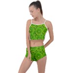 Lime Textures Macro, Tropical Fruits, Citrus Fruits, Green Lemon Texture Summer Cropped Co-Ord Set