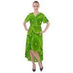 Lime Textures Macro, Tropical Fruits, Citrus Fruits, Green Lemon Texture Front Wrap High Low Dress