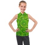 Lime Textures Macro, Tropical Fruits, Citrus Fruits, Green Lemon Texture Kids  Sleeveless Polo T-Shirt