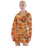 Oranges Patterns Tropical Fruits, Citrus Fruits Women s Long Sleeve Casual Dress
