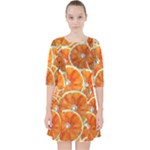 Oranges Patterns Tropical Fruits, Citrus Fruits Quarter Sleeve Pocket Dress