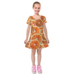 Oranges Patterns Tropical Fruits, Citrus Fruits Kids  Short Sleeve Velvet Dress
